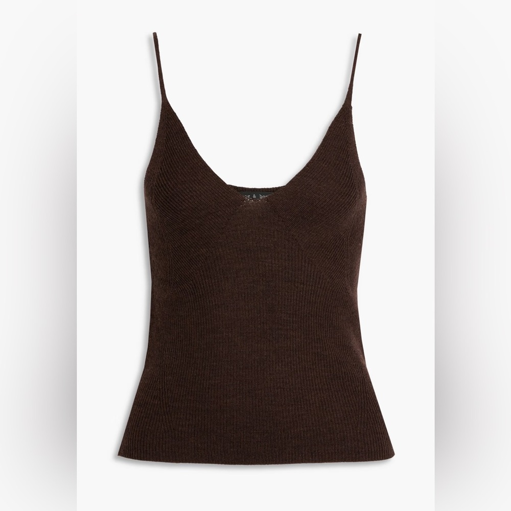 Rag & Bone Selah Ribbed Wool-blended Tank in Chocolate